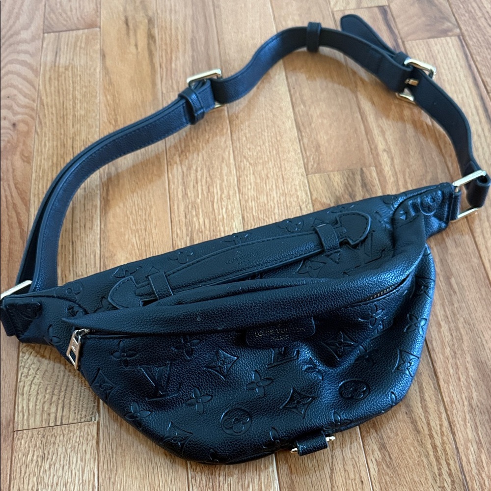 Black Leather Designer Waist Bag